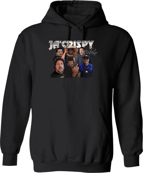 Ja'crispy Vintage Collage Hoodie - Retro Graphic Cosy Pullover - Black