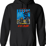 Japan Travel Journal Frog Hoodie - Retro Graphic Pullover Hoodie for Men & Women - Black