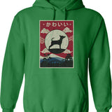 Japanese Kelpie Kawaii Hoodie - Retro Graphic Pullover Hoodie for Men & Women - Green