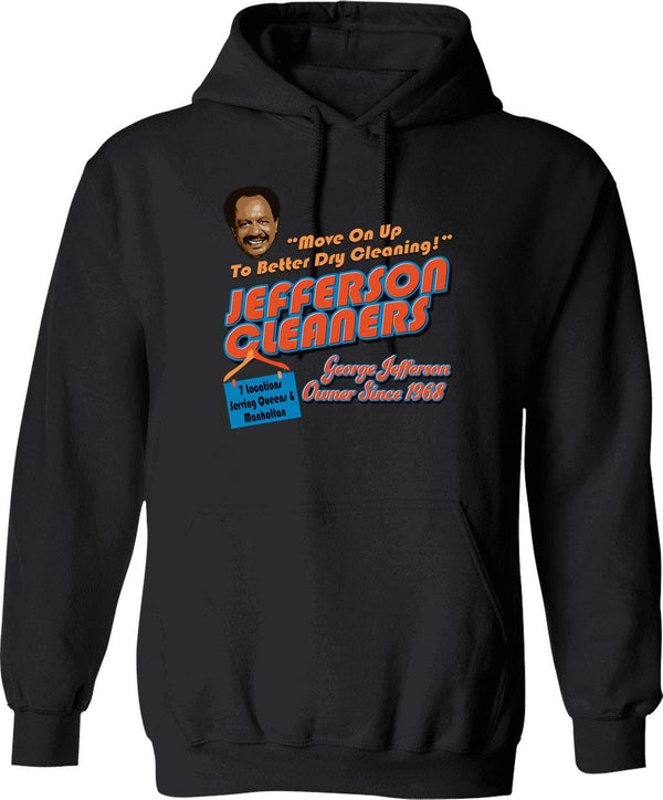 Jefferson Cleaners (1) Hoodie - Retro Graphic Pullover Hoodie for Men & Women - Black