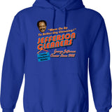 Jefferson Cleaners (1) Hoodie - Retro Graphic Pullover Hoodie for Men & Women - Blue