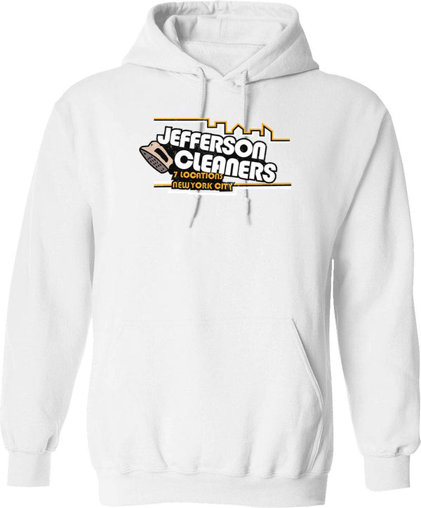 Jefferson Cleaners Hoodie - Retro Graphic Pullover Hoodie for Men & Women - White