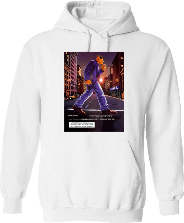 Joe Camel Hoodie - Retro Graphic Pullover Hoodie for Men & Women - White