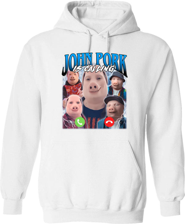 John Pork Vintage Retro Design Hoodie - Retro Graphic Cosy Pullover - White