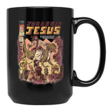 Jurassic Jesus Black Coffee Mug, Gift Coffee Mug