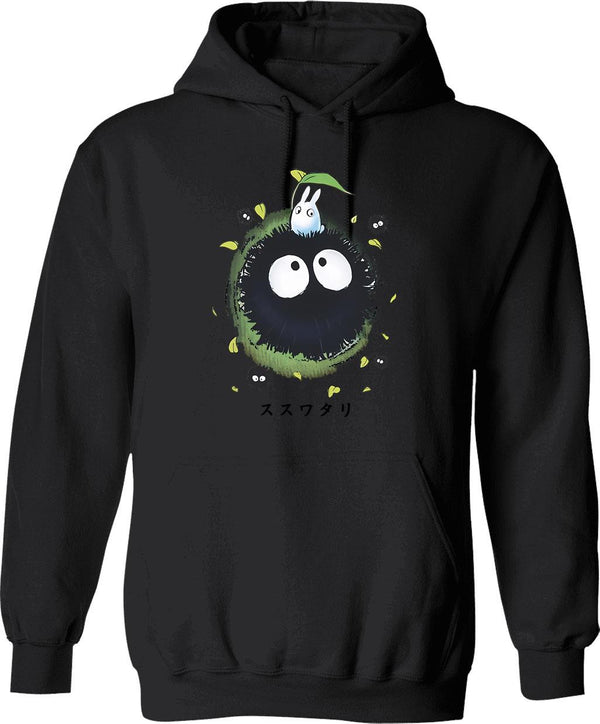 Kawaii Susuwatari Soot Sprites Funny Vintage Hoodie - Black