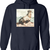 Kayaking Gets Me Wet Hoodie - Retro Graphic Pullover Hoodie for Men & Women - Navy
