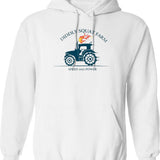 Kekevo Tractor Diddly Squat Farm Speed and Power Graphic Pullover Hoodie - White