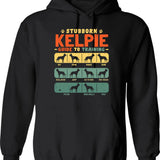 Kelpie Dog Vintage Retro Style Hoodie - Retro Graphic Cosy Pullover - Black