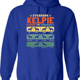 Kelpie Dog Vintage Retro Style Hoodie - Retro Graphic Cosy Pullover - Blue