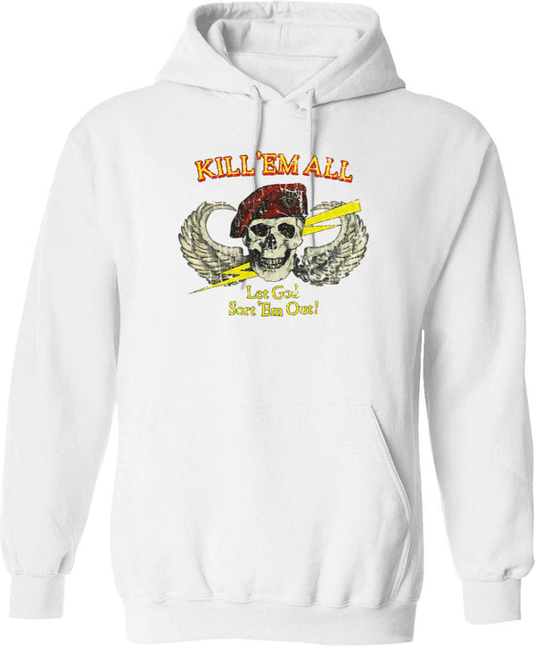 Kill Em All Let God Sort Em Out Graphic Pullover Hoodie - White