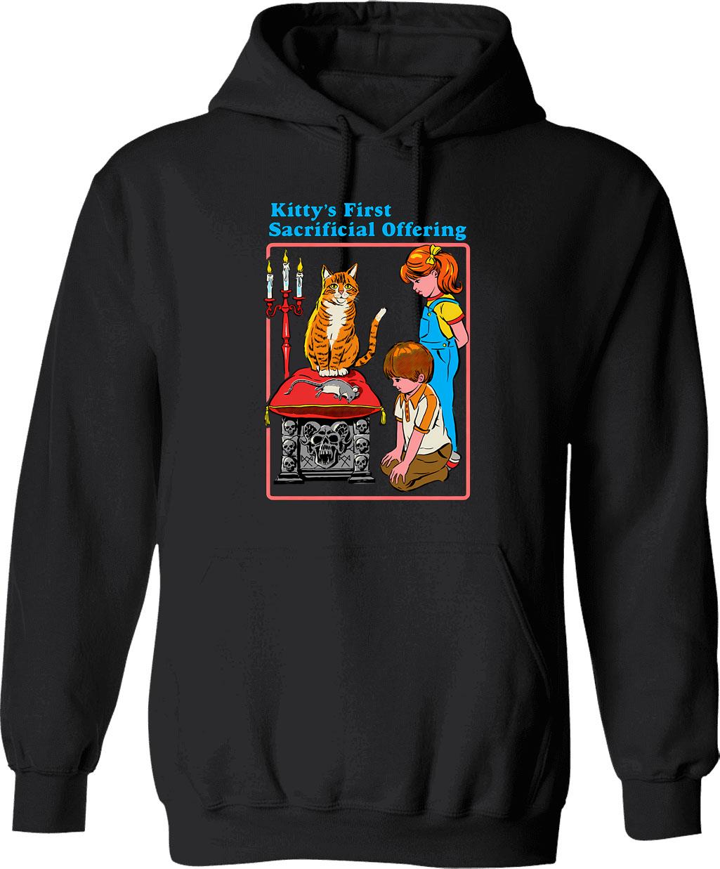 Kitty Eat World - Purrviving Hoodie - Retro Graphic Pullover Hoodie for Men & Women - Black