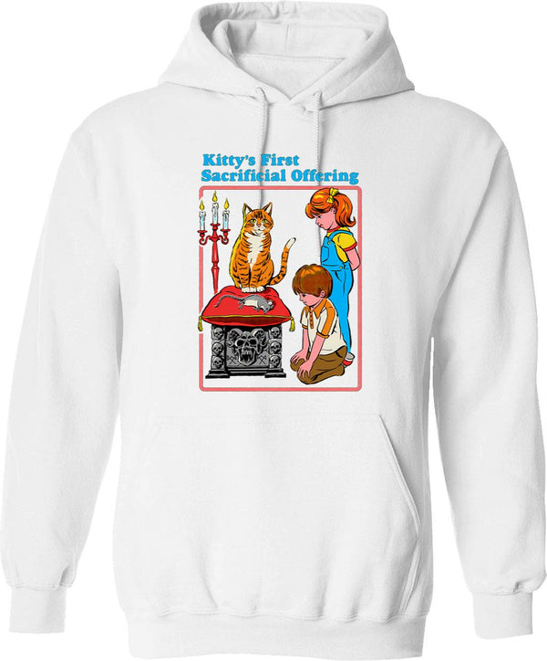 Kitty Eat World - Purrviving Hoodie - Retro Graphic Pullover Hoodie for Men & Women - White