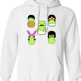 Kuchi Kopi Friends Stickers Hoodie - Retro Graphic Pullover Hoodie for Men & Women - White