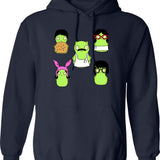 Kuchi Kopi Friends Stickers Hoodie - Retro Graphic Pullover Hoodie for Men & Women - Navy