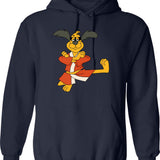 Kung Fu Fighting Hoodie - Retro Graphic Pullover Hoodie for Men & Women - Navy