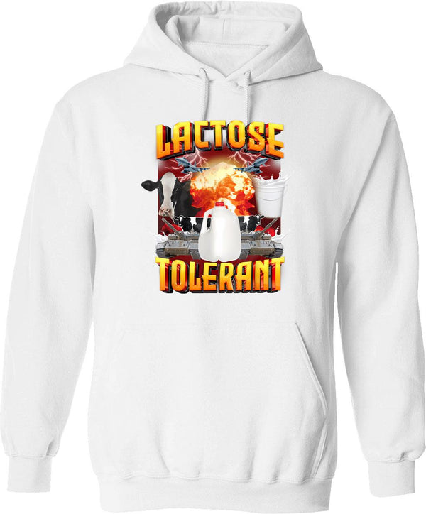 Lactose Tolerant - Funny Pro Dairy In Vintage 90s Bootleg Style Hoodie - White