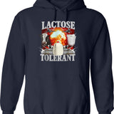 Lactose Tolerant Funny Graphic Pullover Hoodie - Navy