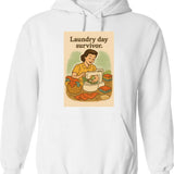 Laundry Day Hoodie - Retro Graphic Pullover Hoodie for Men & Women - White