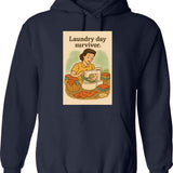 Laundry Day Hoodie - Retro Graphic Pullover Hoodie for Men & Women - Navy
