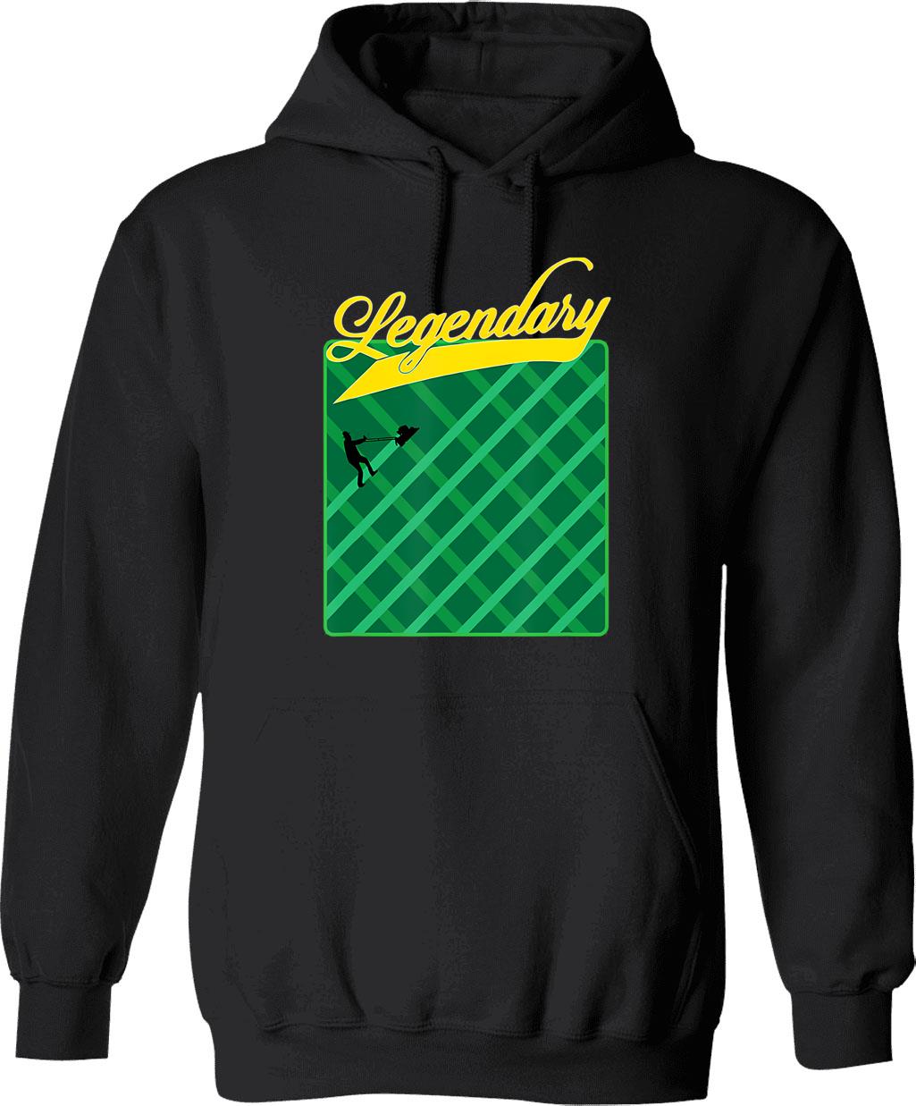 Lawn Mower Vintage Mowing Legend Hoodie - Retro Graphic Cosy Pullover - Black