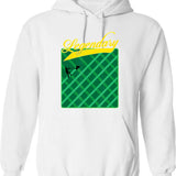 Lawn Mower Vintage Mowing Legend Hoodie - Retro Graphic Cosy Pullover - White