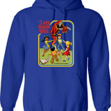 Let's Play Vintage Summon Funny Hoodie - Retro Graphic Cosy Pullover - Blue