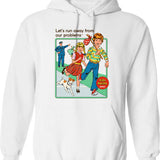Let's Raise Hell Hoodie - Retro Graphic Pullover Hoodie for Men & Women - White