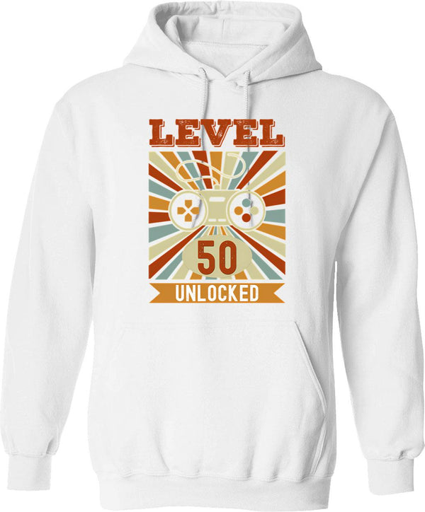 Level 40 Unlocked Hoodie - Retro Graphic Pullover Hoodie for Men & Women - White