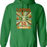 Level 40 Unlocked Hoodie - Retro Graphic Pullover Hoodie for Men & Women - Green