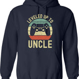 Leveled Up To Daddy Hoodie - Retro Graphic Pullover Hoodie for Men & Women - Navy