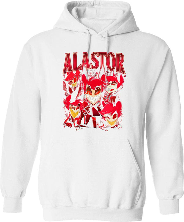 Limited Alastor Hazbin Hotel Vintage T-Hoodie Graphic Pullover Hoodie - White