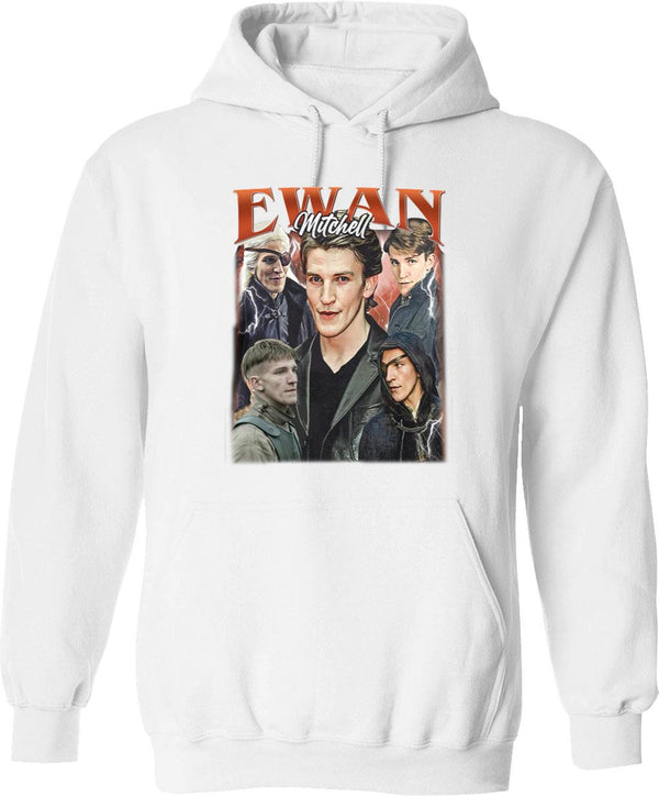 Limited Ewan Mitchell Vintage Hoodie Gift for Woman and Man Graphic Pullover Hoodie - White