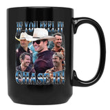 Limited If You Feel it Chase It Glen Powell Vintage Gift for Woman and Man Black Coffee Mug, Gift Coffee Mug