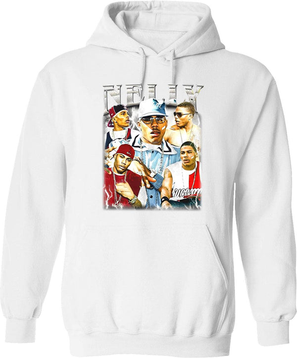 Limited Nelly Rapper Vintage Hoodie Gift for Woman and Man Graphic Pullover Hoodie - White