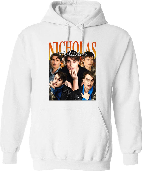 Limited Nicholas Galitzine Vintage Hoodie Gift for Woman and Man Graphic Pullover Hoodie - White