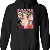 Limited Princess Diana Vintage Hoodie Gift for Woman and Man Graphic Pullover Hoodie - Black