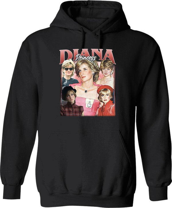 Limited Princess Diana Vintage Hoodie Gift for Woman and Man Graphic Pullover Hoodie - Black