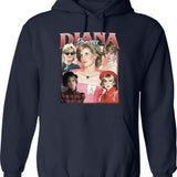 Limited Princess Diana Vintage Hoodie Gift for Woman and Man Graphic Pullover Hoodie - Navy