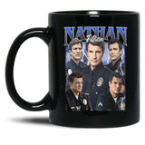 Limitiertes Nathan Fillion Vintage Geschenk für Frau und Mann Black Coffee Mug, Gift Coffee Mug