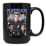 Limitiertes Nathan Fillion Vintage Geschenk für Frau und Mann Black Coffee Mug, Gift Coffee Mug