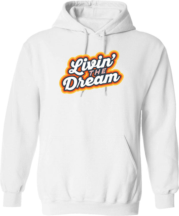 Livin' The Dream Vintage Styled Distressed (1) Hoodie - White
