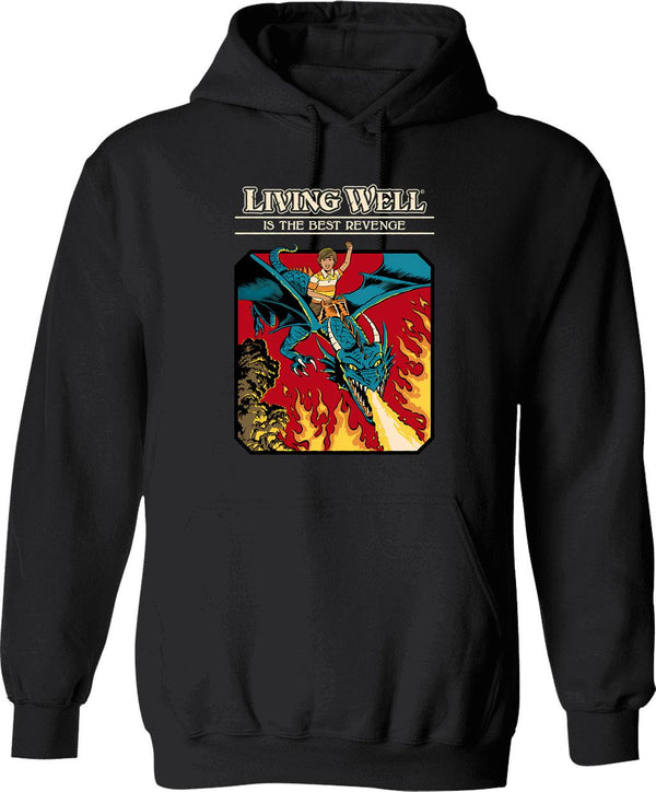 Living The Dream Vintage Retro Saying Hoodie - Black