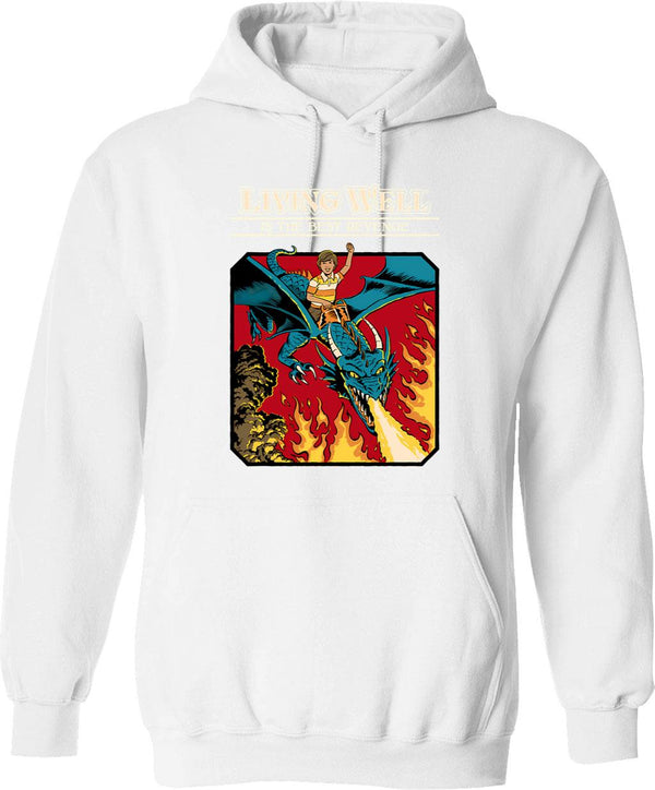 Living The Dream Vintage Retro Saying Hoodie - White