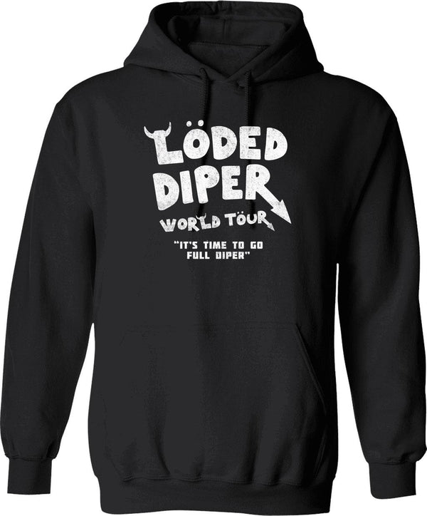 Loded Diper - Vintage Logo Hoodie - Retro Graphic Cosy Pullover - Black