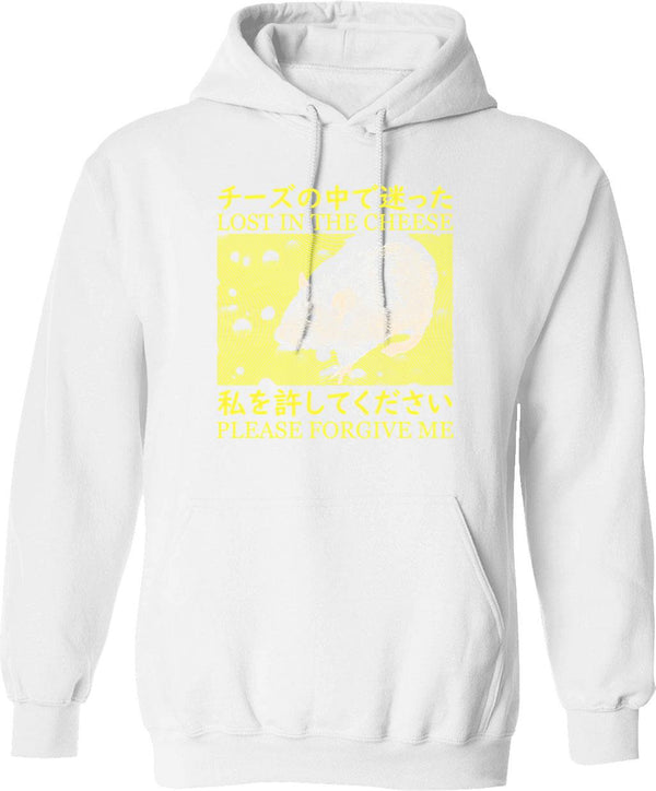 Lost In Music Disco Mascot Hoodie - Retro Graphic Pullover Hoodie for Men & Women - White
