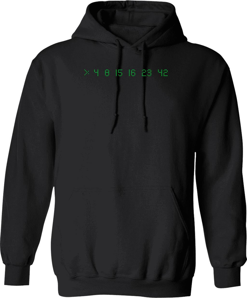 Lost Numbers 4 8 15 16 23 42 Graphic Pullover Hoodie - Black