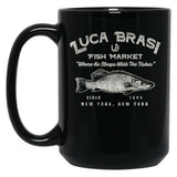 Luca Brasi Fish Market Worn Dks Black Coffee Mug, Gift Coffee Mug - Black