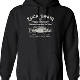 Luca Brasi Fish Market Worn Dks Graphic Pullover Hoodie - Black