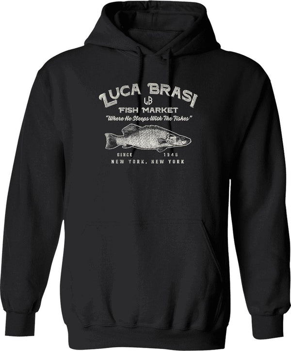 Luca Brasi Fish Market Worn Dks Graphic Pullover Hoodie - Black